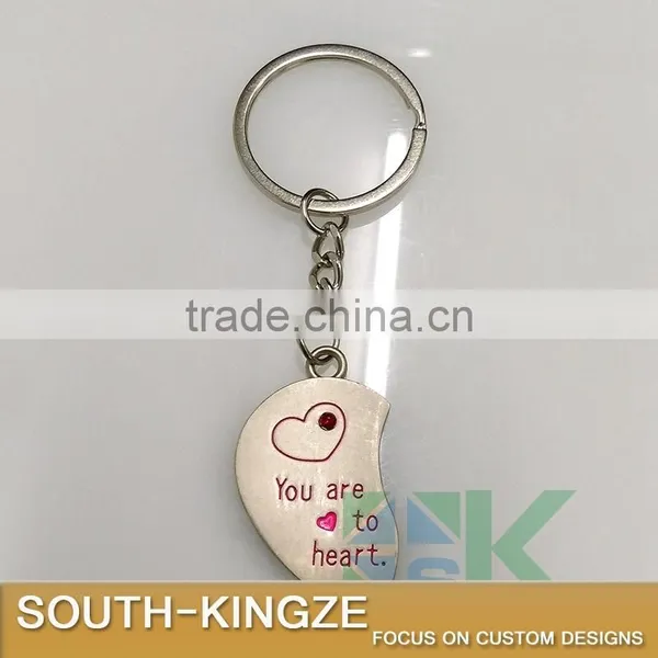 Girl Boy Alluminum Alloy Half Hearts Keychain photo-5