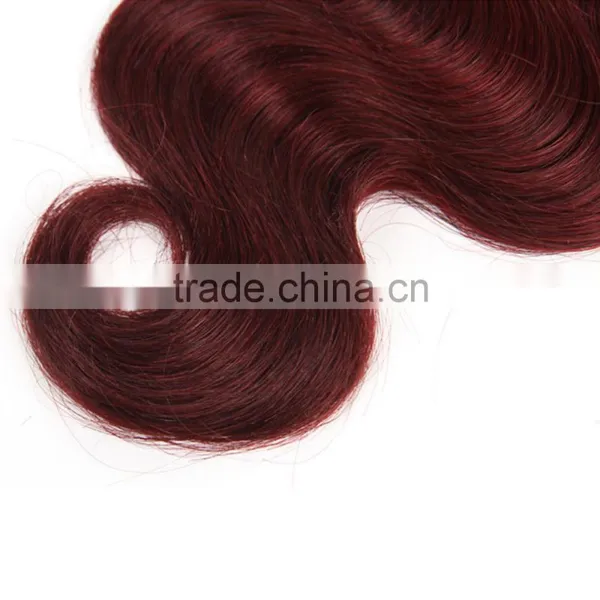 8A Grade Body Wave 4X4 1B/ 99J Ombre Lace Closure 100% Ombre Peruvian Human Hair Extension photo-4