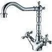 Brass Polished Chrome Kitchen Sink Water Faucet One Hole With Two Cross Handles for Home
