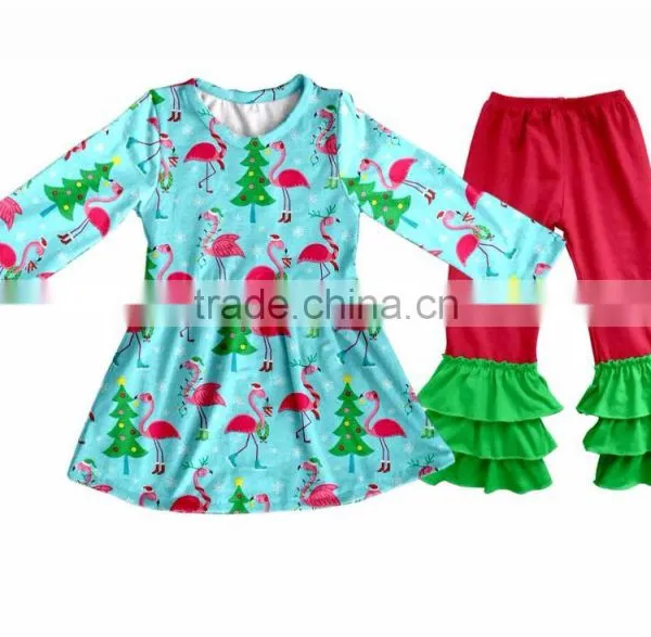 Fall Winter Snow Man Children's Long Sleeve Boutique Girl Clothing Set Baby Romper Outfits With Ruffle Pants Fast Delivery photo-4