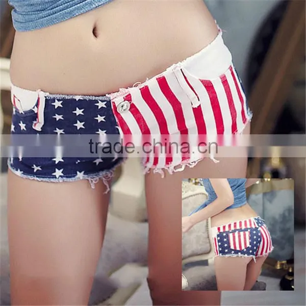 Fashion Flag Prints Women Jeans Summer Shorts photo-4