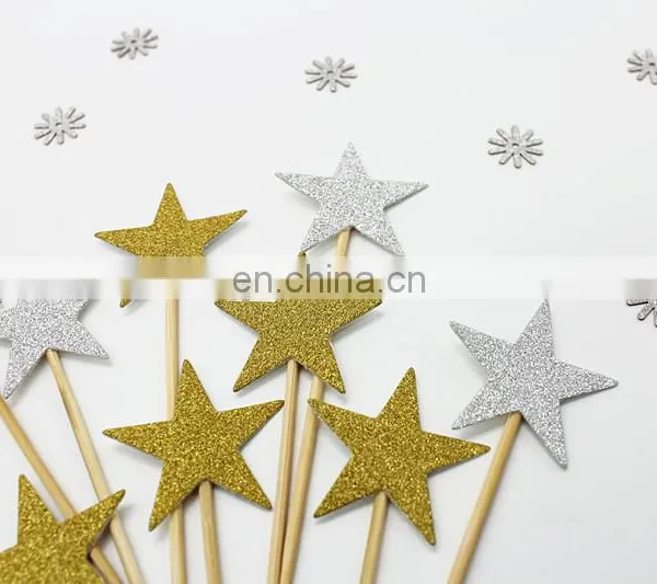 Colorful Stars Cupcake Topper Birthday Party Wedding Cake Decorations photo-4