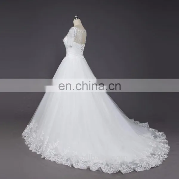 Design Your Own Wedding Dress New Arrivals White Lace Appliques A Line Wedding Gown photo-3