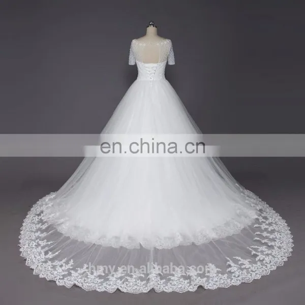 Design Your Own Wedding Dress New Arrivals White Lace Appliques A Line Wedding Gown photo-4