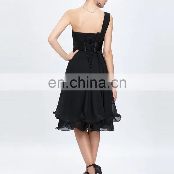 Grace Karin Chiffon One Shoulder Knee Length Bridesmaid Dresses CL4095 photo-3
