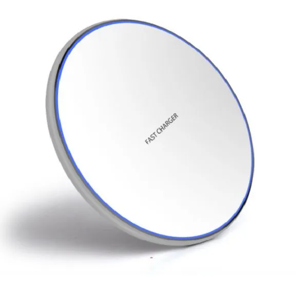 Mirror 10W Smart QI Wireless Charger Metal Simple Round Desktop Phone Fast Charge Wireless Charger photo-2