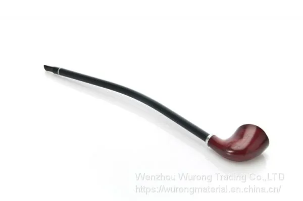 405mm Length Wooden Resin Long Tobacco Pipe With Brown Heart-shaped Head and Thin Tube for Smoking photo-2