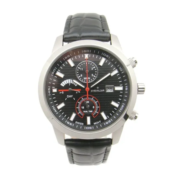 Stainless Steel Chronograph Watches Man Genuine Leather Multi-Function Watch photo-4