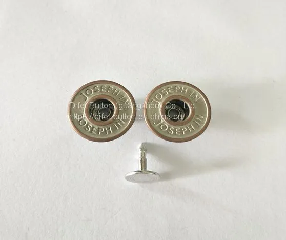 Jeans Buttons Brass Open Hole Single Pin Jeans Button With Logo for Jeans