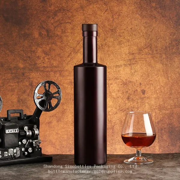 500ml 700ml 750ml Dark Color Coating Flat Should Tall Glass Bottle Gold Supplier SinoBottles Packaging photo-4