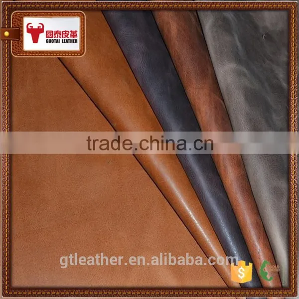 Genuine China Leather for Shoes Vintage Style Crazy Horse Pattern photo-3