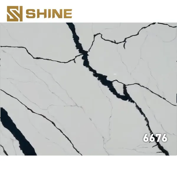 Widely Used Engineered Calacatta Quartz Artificial Stone Slab Solid Surface Polished for Hospital Mall Home Kitchen Table photo-3
