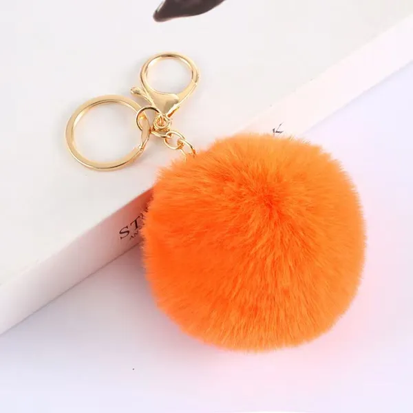 Solid Color Fluffy Ball Bag Charm photo-4