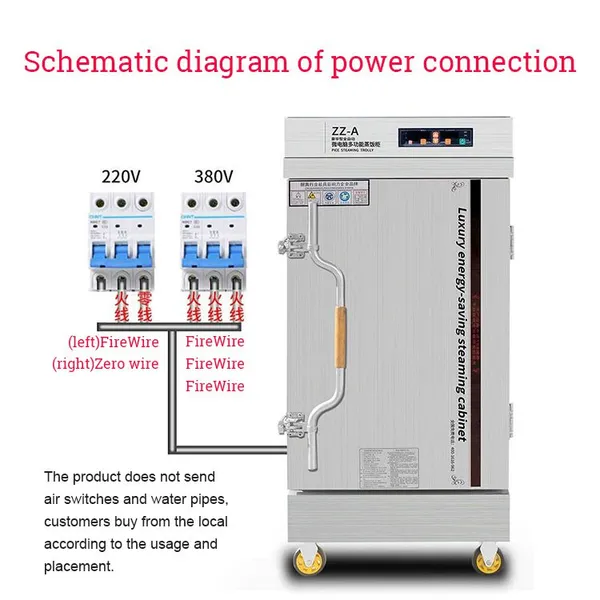 Mo-QDMECH Stainless Steel Rice Steamer MH046 Commercial Steam Cabinet Energy Saving Polyurethane Insulation Fast