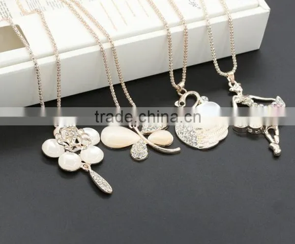 Fashion Rhinestone Long Clothing Accessories Women's Opal Pendants Joker Personality Sweater Chain Necklace photo-5