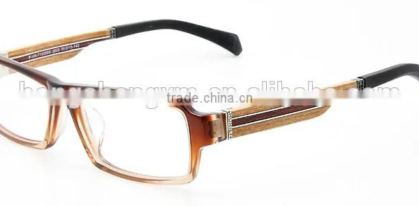 Hot Sale High Quality Acetate Men's Optical Eyeglass With Wood Temple photo-3