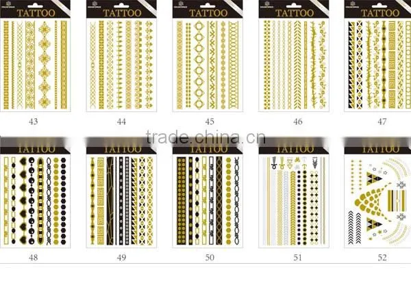 Metallic Gold Silver Black Jewelry Temporary Bling Tattoo photo-6