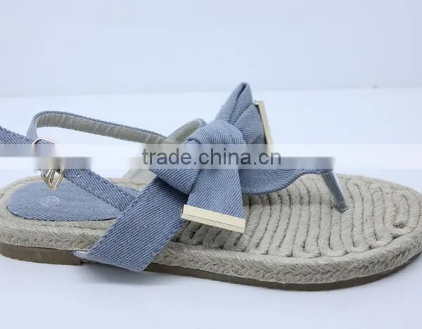 2016 Latest Lady Flat Sandal Shoes Comfortable Powderblue Sandal Shoes With Bowknot for Ladies photo-2