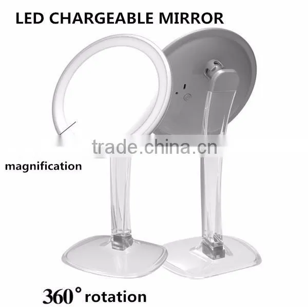 1000mAh Lithium Battery Lighted Stand Desktop Vanity Mirror With Magnification photo-4