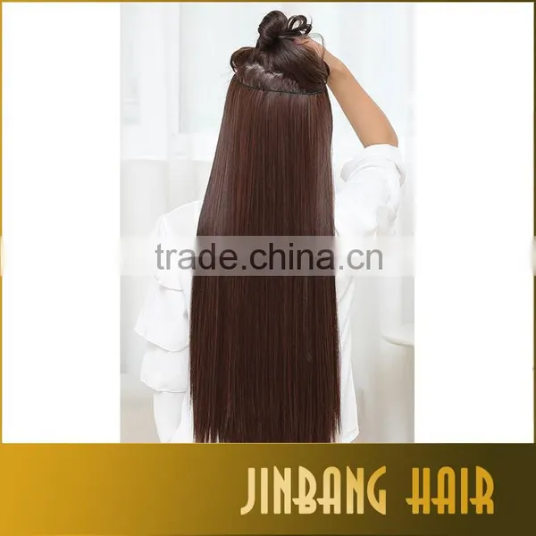 2016 Long Straight Synthetic Hair Extension One Piece 5 Clips in Hair Extensions for Women photo-2