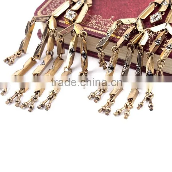 Statement Wholesale Fashion Alloy Tassel Drop Earring Vintage Crystal Pendant Earring photo-3