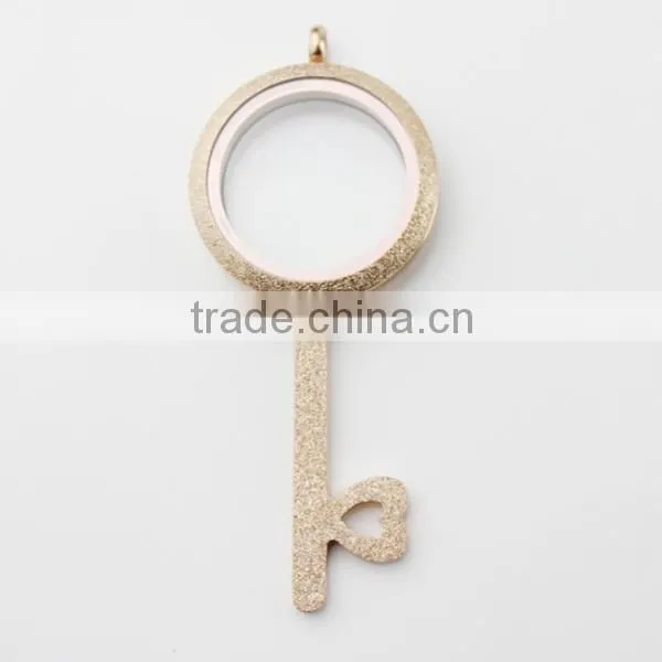 Rose Gold 25mm Screw Sparkle Stainless Steel Floating Charm Glass Lockets photo-2
