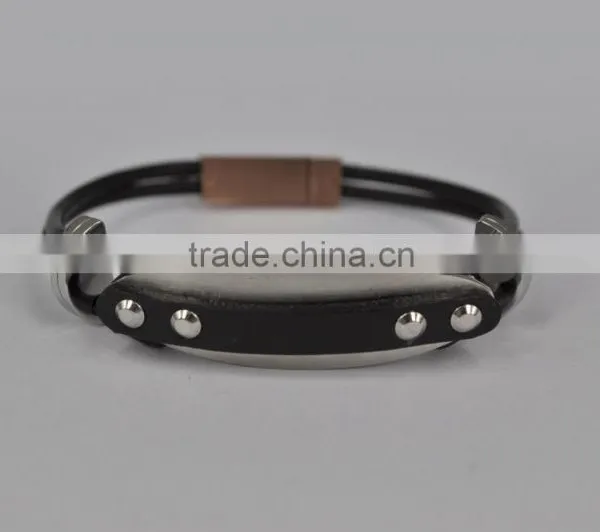 2016 Fashion Magnetic Cow Leather Stainless Steel Bracelet photo-3