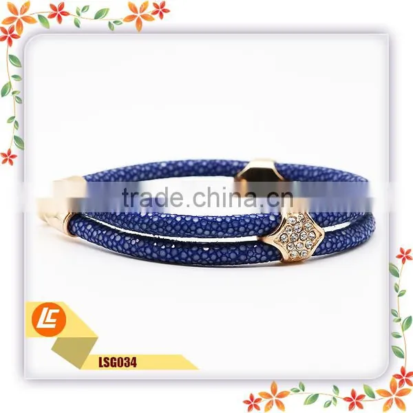 Womens Genuine Stingray Leather Bracelet Colourful for Wholesale photo-6