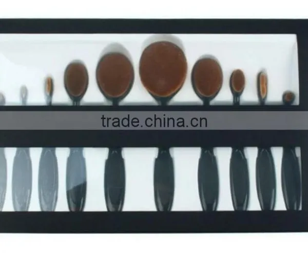 10 PCS Oval Makeup Brushes Set Synthetic Hair Professional / Full Coverage Plastic Face / Eye / Lip MAKE-UP FOR YOU 10 PCS O photo-2