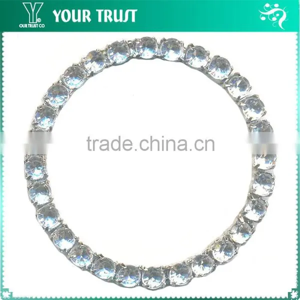 3MM Clear Cystal Rhinestone Oval Frame Rhodium Metal Belt Buckle photo-3
