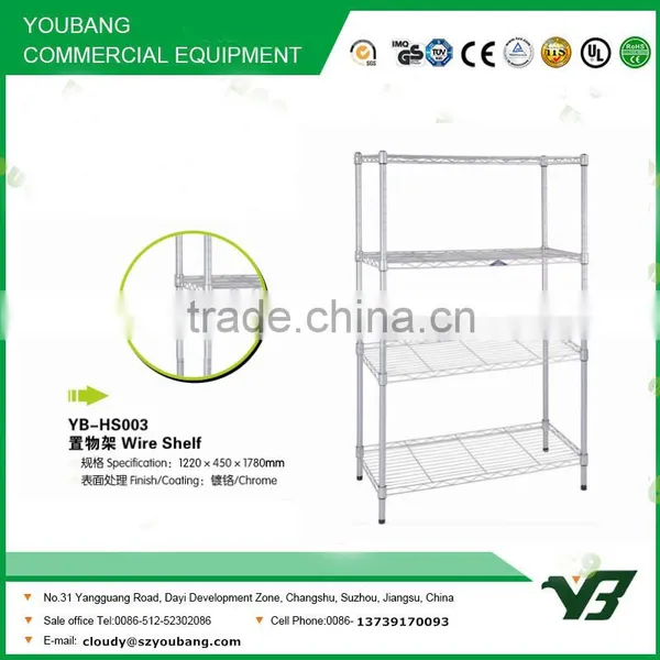 2015 Hot Sell NSF 200KGS Heavy Duty 4 Layer Warehouse Industrial Chrome Wire Storage Shelf (YB-WS004) photo-3