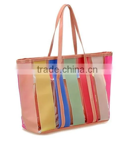 Fashion and Rainbow Transparent PVC Summer Beach Bag for Wholesale photo-3