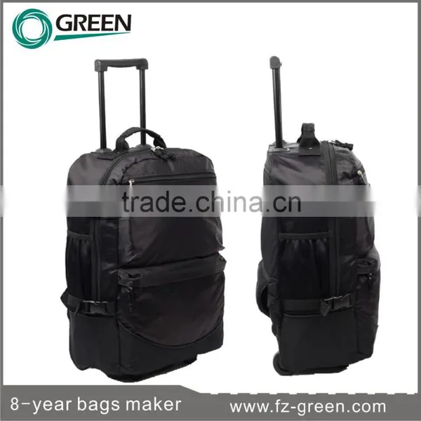 Black 420D Duffel Bag With Trolley for Travel