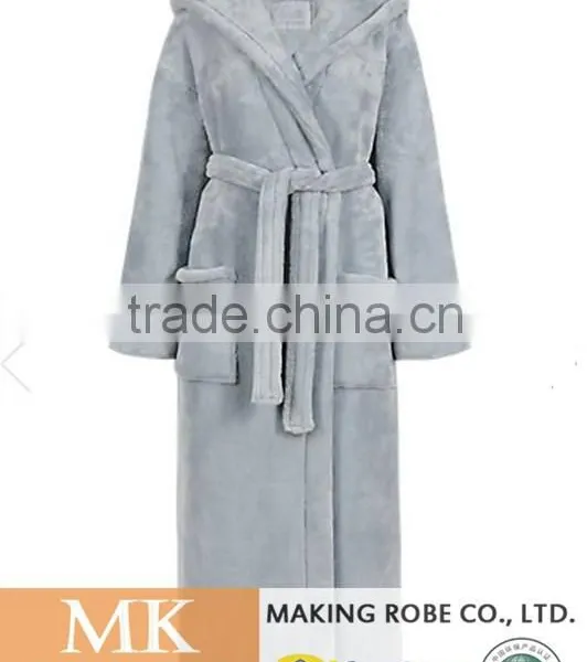Ladies Hooded Luxury Fleece Dressing Gown photo-2