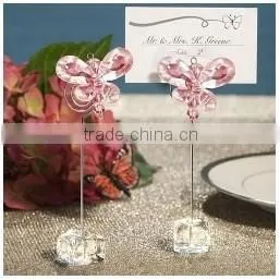Pink (White) Crystal Butterfly Place Card Holders photo-2