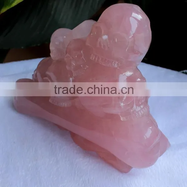 Natural Rose Quartz Crystal Skull Head Craft Quartz Crystal Skull photo-3