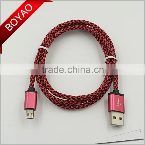 2016 Wholesale Colorful Short Braided Micro Usb Cable, Nylon Round Micro Usb Cable 25cm photo-3