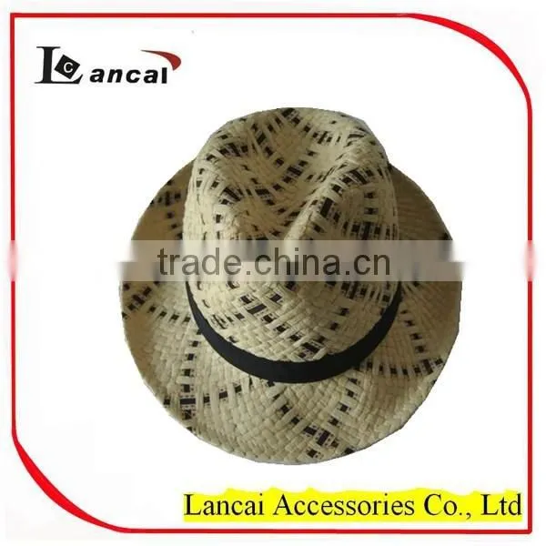 2016 Wholesale Natural and Black Straw Mens' Trilby photo-2