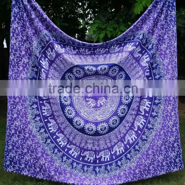 Blue Indian Wholesale Mandala Tapestry 100% Cotton Wall Hanging Bedspread Printed Mandala Throw Tapestries Mandala Tapestry
