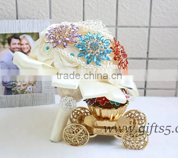 Unique Wedding Bouquets Large Satin Roses Wedding Bridal Bouquet photo-3