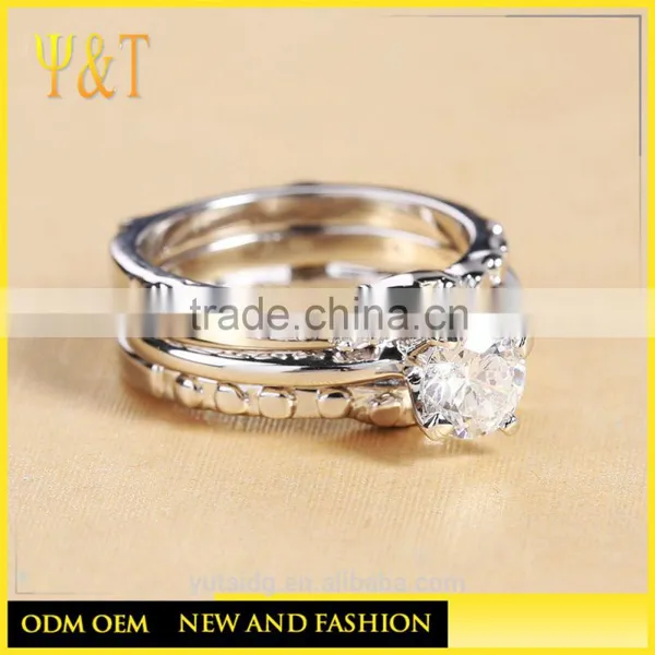 Jingli Jewelry China Factory Zircon Stones 925 Sterling Silver Couple Wedding Ring Set (YJ-0441) photo-5