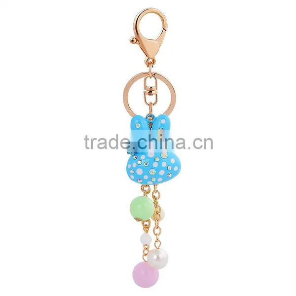 Rabbit Diamond Crystal Rhinestone Alloy Metal Keychain Animal Lover Cool Keyring Pendant Purse Handbag Bag Hanging photo-4