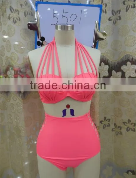 2016 New Arrival Flower Printed Retro High Waist Bikini photo-6