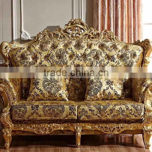 New Classic Living Room Furniture Wooden Hand Carved Fabric Sofa Set photo-3