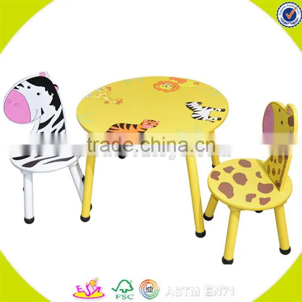 Wholesale Cute Style Baby Wooden Table and Chairs Household Top Quality Wooden Table and Chairs Set W08G092 photo-3