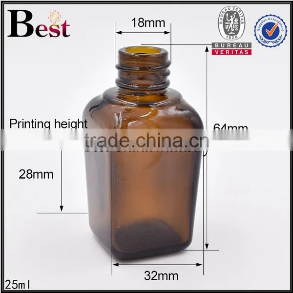 25ml 30ml Glass Bottle 30ml Amber Square Essential Oil Bottle With Sealed Cap photo-5