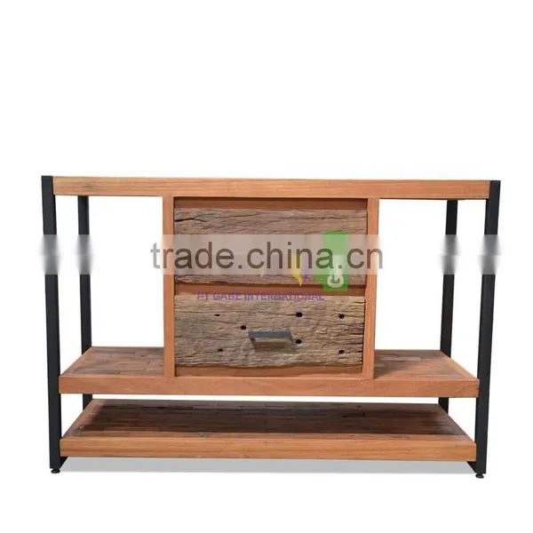 Buffet Industrial Style For Living Room With Reclaimed and Rustic Wood Combination With Black Metal photo-2