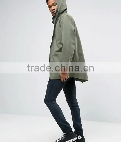 2017 Xinlan High Quality New Design Adjustable Toggle Hood Durable 100% Cotton Khaki Running Casual Men Jacket With Hood photo-4