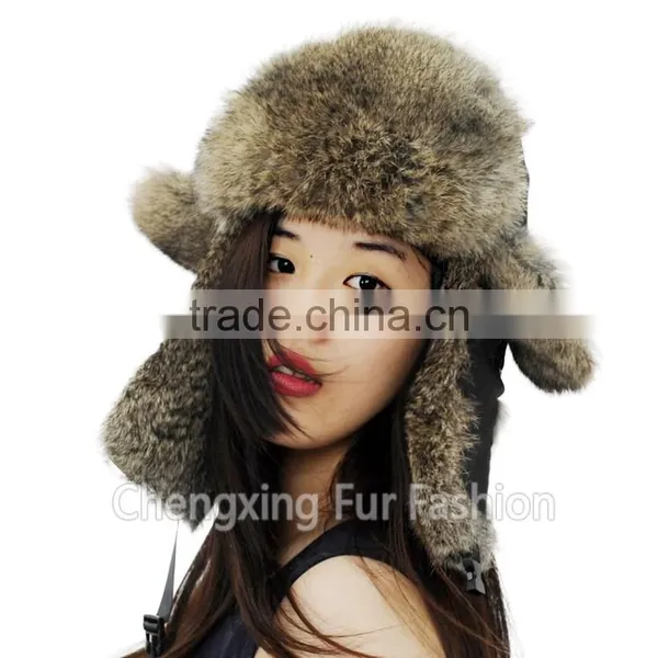 CX-C-241B Hot Selling Rabbit Fur Earmuff Trapper Fur Hat photo-4