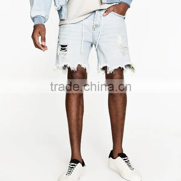 New Arrival Bermuda Shorts Men Broken Hole Distressed Raw Edges Jeans Shorts photo-3